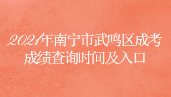 2021年南宁市武鸣区成考成绩查询时间及入口