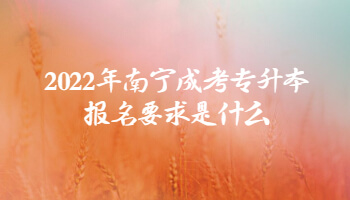 2022年南宁成考专升本报名要求是什么