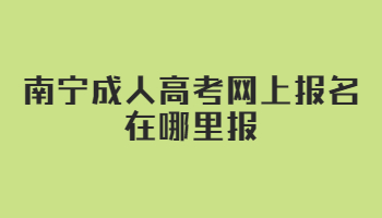 南宁成人高考网上报名在哪里报